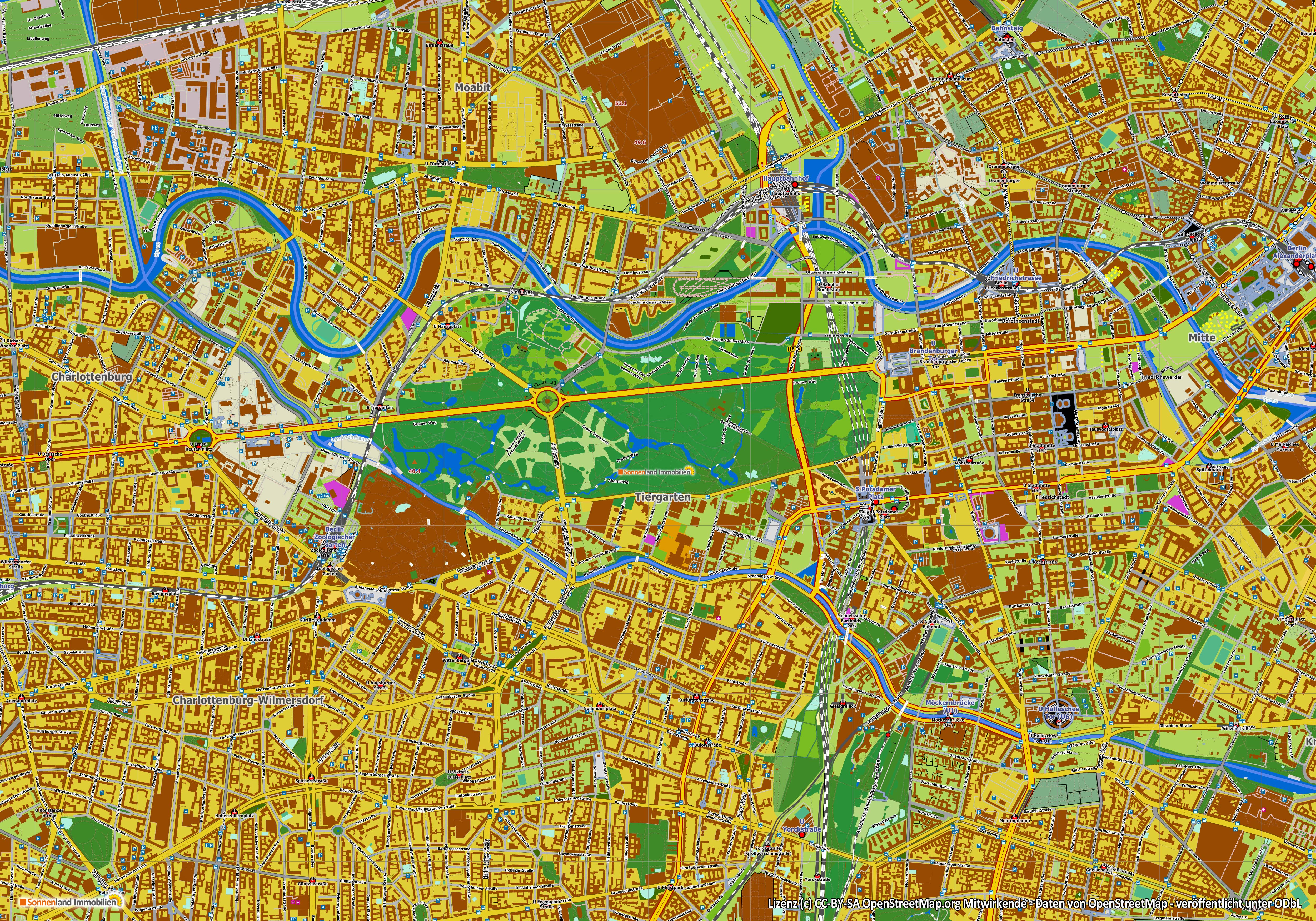 Тиргартен на карте Берлина